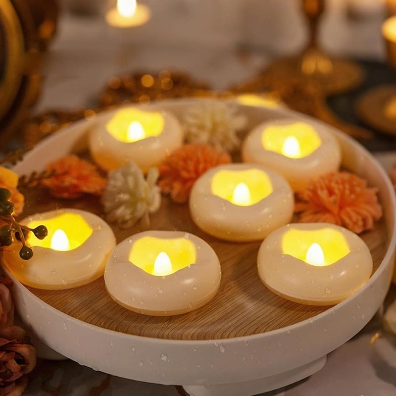 Eynshoo 12 Pack Floating Candles,3-Inch Waterproof LED Tea Lights–Realistic Flickering Flame,160-Hour Battery, Flameless&Safe, Auto On/Off for Centerpieces,Pool, Weddings,Halloween, Parties - Image 2